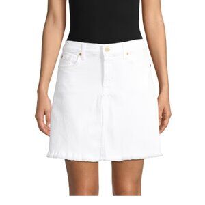 7 For All Mankind ​Frayed-Hem Cotton Denim A-Line Skirt